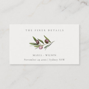 Website zur Hochzeit der Rustikalen Minimal Olive  Visitenkarte