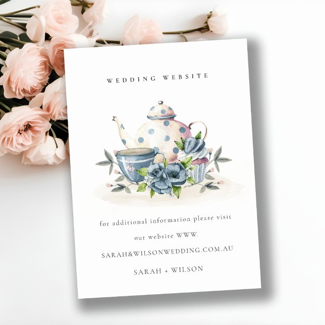 Website zur Hochzeit des niedlichen Aqua Blue Flor Begleitkarte (Von Creator hochgeladen)
