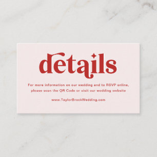 Website zur Hochzeit in Rot und Rosa Begleitkarte
