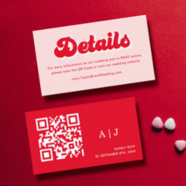 Website zur Hochzeit in Rot und Rosa Begleitkarte