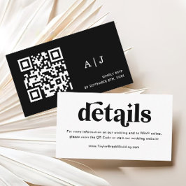 Website zur Hochzeit in Schwarz und Weiß Begleitkarte