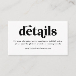 Website zur Hochzeit in Schwarz und Weiß Begleitkarte