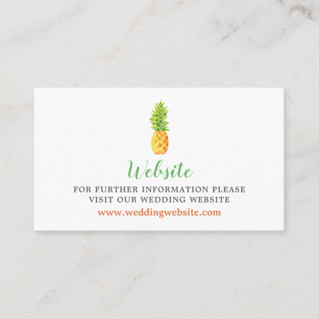Website zur Hochzeit von Ananas Begleitkarte (Vorderseite)