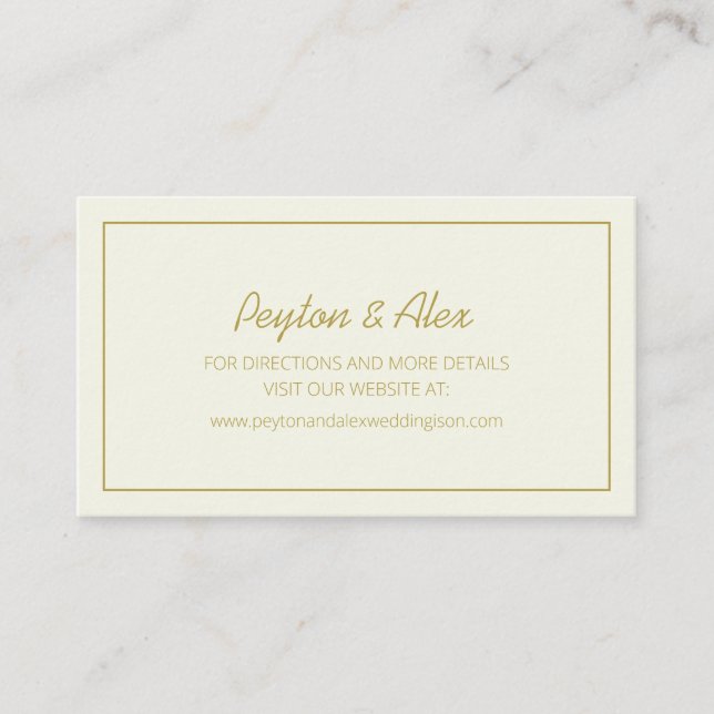 Website zur Hochzeit von Creme und Gold Visitenkarte (Vorderseite)