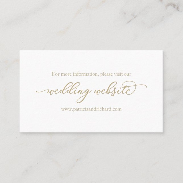 Website zur Hochzeit von Elegant Gold Calligraphy Visitenkarte (Vorderseite)