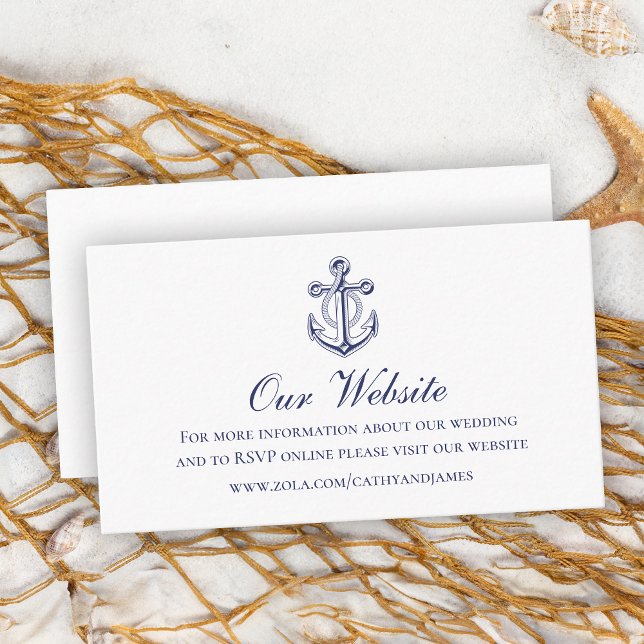 Website zur Hochzeit von Elegant Nautical Navy Blu Begleitkarte (Von Creator hochgeladen)