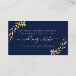 Website zur Hochzeit von Elegant Navy Blue Golden  Begleitkarte