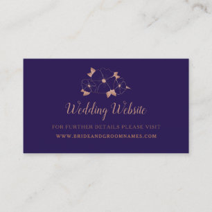Website zur Hochzeit von Kupfer und Mitternachtsbl Visitenkarte