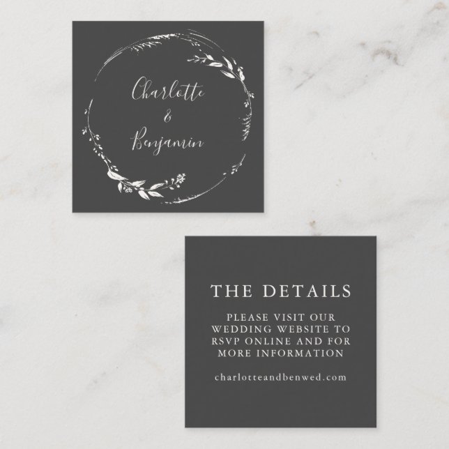 Website zur Hochzeit von Minimalistischen Schwarze Begleitkarte (Vorne/Hinten)