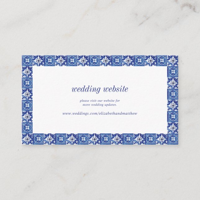 Website zur Hochzeit von modernen Blauen Mittelmee Begleitkarte (Vorderseite)