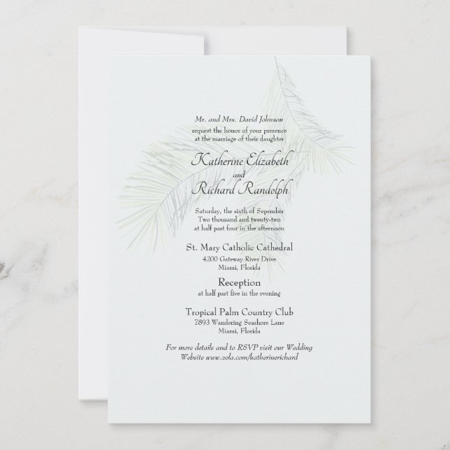 Website zur Hochzeit von Mute Tropical Soft Tone 2 Einladung (Vorderseite)