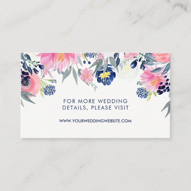 Website zur Hochzeit von Navy und Blush Pink Begleitkarte (Vorderseite)