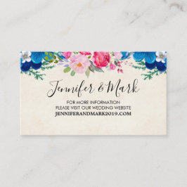 Website zur Hochzeit von Rosa und Blauer Blume Visitenkarte