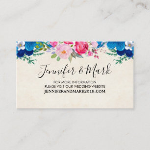 Website zur Hochzeit von Rosa und Blauer Blume Visitenkarte