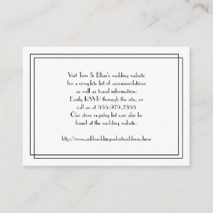 Website zur Hochzeit von Schwarz und Weiß Begleitkarte