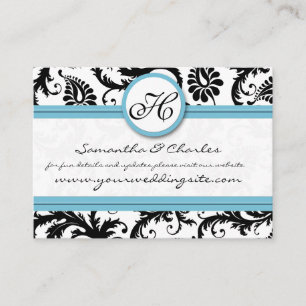 Website zur Hochzeit von Schwarz-weißen Damask Poo Begleitkarte