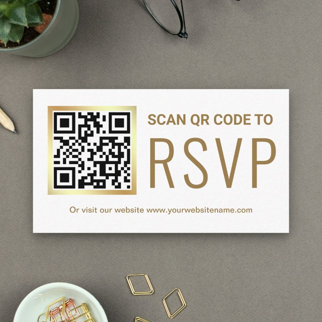 Website zur Hochzeit von White Gold Foil QR Code U Begleitkarte (Von Creator hochgeladen)