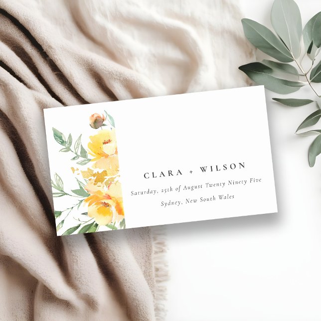 Website zur Hochzeit von Yellow Watercolor Rose Bl Begleitkarte (Von Creator hochgeladen)