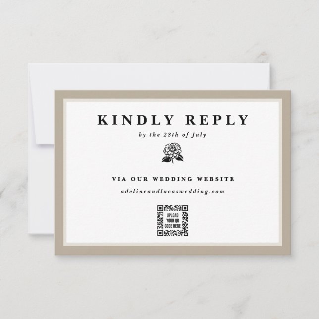 Website zur Hochzeit von Zinnia Blume Electronic Q RSVP Karte (Vorderseite)