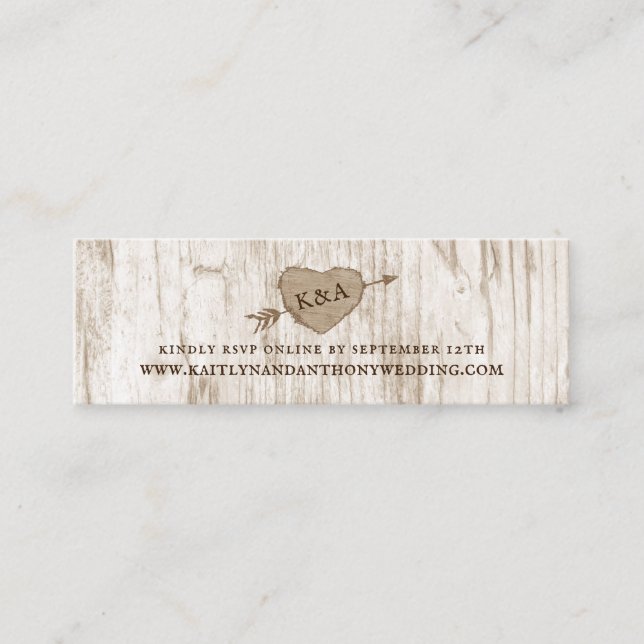 Website zur Hochzeitskollektion "Carved Heart Tree Mini Visitenkarte (Vorderseite)