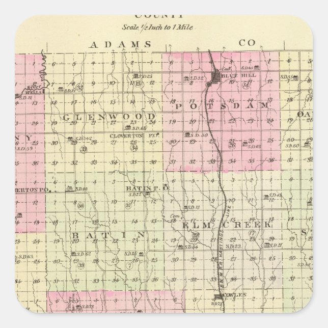 Webster Landkreis, Nebraska Quadratischer Aufkleber (Vorderseite)