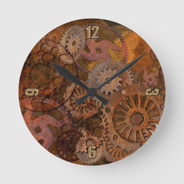 Wechselgetriebe - Stahlgetriebe und Zahnradhalteru Runde Wanduhr (Vorderseite)