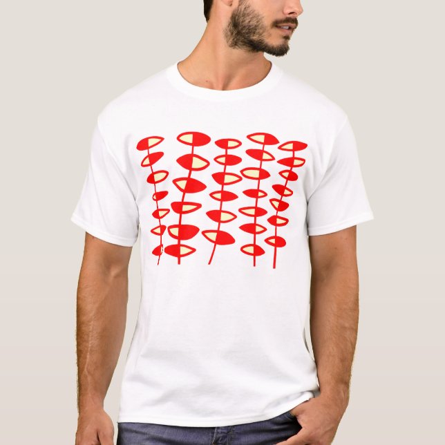 Wechselnde Blätter Abstrakt - Rot und Creme T-Shirt (Vorderseite)