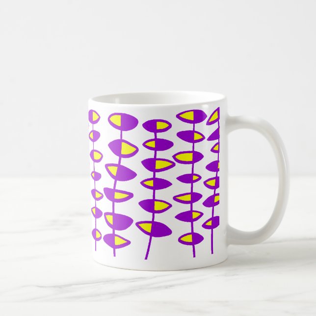 Wechselnde Leaf Abstrakt - Lila und gelb Kaffeetasse (Rechts)