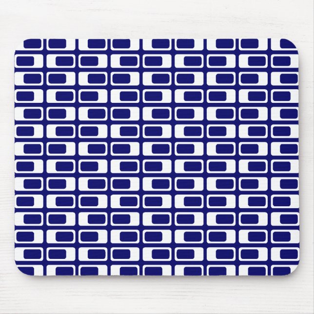 Wechselnde Rechtecke (weiß mit dunkelblau) Mousepad (Vorne)