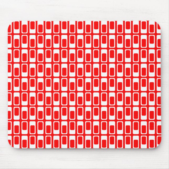 Wechselnde Rechtecke (weiß mit Rot) Mousepad (Vorne)