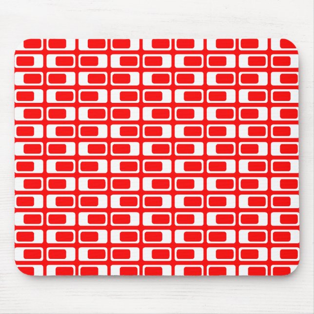 Wechselnde Rechtecke (weiß mit Rot) Mousepad (Vorne)