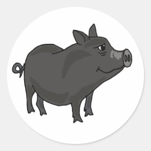 WECHSELSTROM, Topf aufgeblähter Schwein-Cartoon Runder Aufkleber