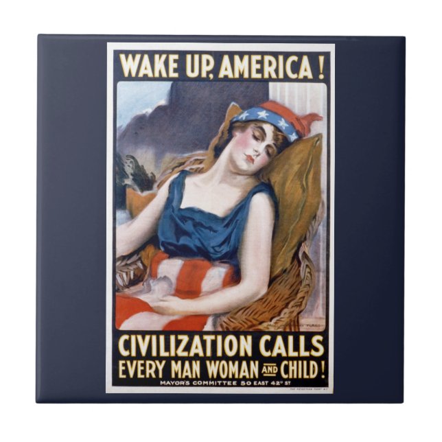 Weck Amerika auf! Vintage Patriotische Freiheit Ku Fliese (Vorderseite)