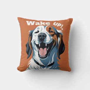 Weck auf! Golden Retriever Pop Art von CallisC Kissen