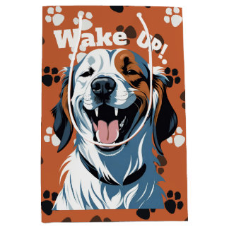 Weck auf!! Golden Retriever Pop Art von CallisC Mittlere Geschenktüte