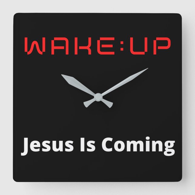 WECK:Auf Jesus kommt. Quadratische Wanduhr (Vorderseite)