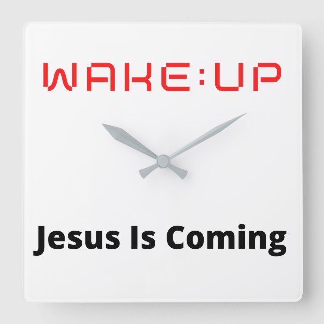 WECK:Auf Jesus kommt. Quadratische Wanduhr (Vorderseite)