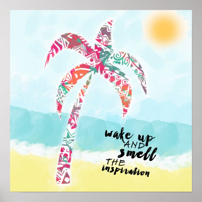 weck auf und riechen nach Inspiration, Strand und  Poster (Vorne)