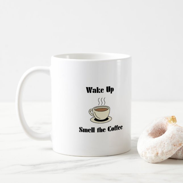 Weck den Kaffee an Kaffeetasse (Mit Donut)