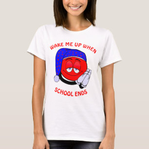 Weck mich auf, wenn die Schule lustigen Emoji-T -  T-Shirt