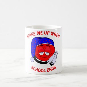 Weck mich auf, wenn die Schule witzige Emoji beend Kaffeetasse