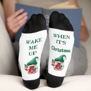Weck mir auf, wenn es Weihnachts-Gnome-Socken ist Socken
