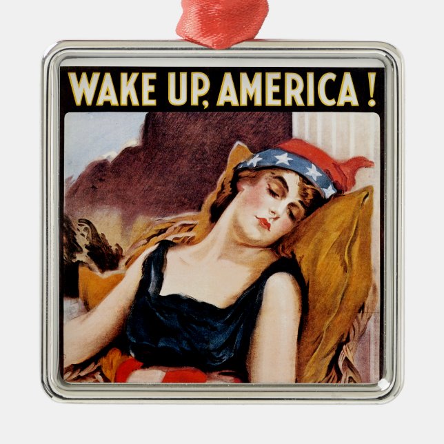 Weck nach Amerika Silbernes Ornament (Vorne)
