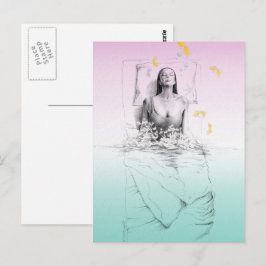 Weckend Frauen Schwimmen Pastellfarben Surreale Ku Postkarte