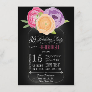 Weckglas-Tafel-80. Geburtstags-Einladung Einladung