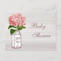 Weckglas-u. rosa Hydrangea-rustikale Babyparty