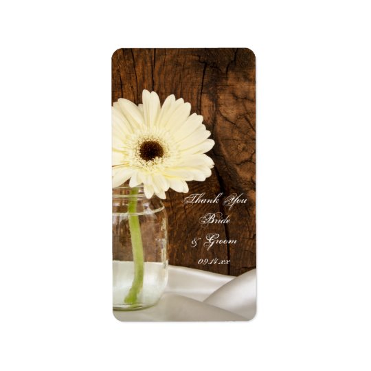 Weckglas-weißes Gänseblümchen-Land-Hochzeit danken Adressaufkleber