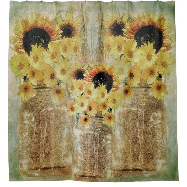 Weckgläser mit Sonnenblume-Duschvorhang Duschvorhang (Vorderseite)