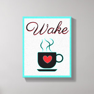 Weckschild für Küche, Kaffee, Türkis, Rot, Schwarz Leinwanddruck