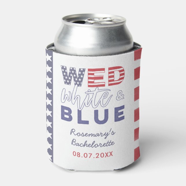 WED White Blue Junggeselinnen-Abschied Brautparty Dosenkühler (Kanne Vorderseite)